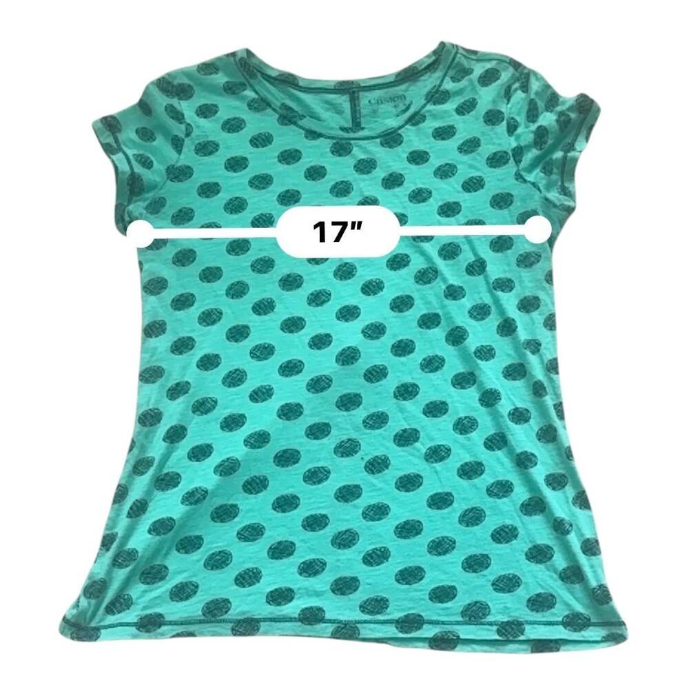 Caslon Tee Women's Medium Teal Navy Dot Print Scoop Neck Cotton Modal - Picture 10 of 12